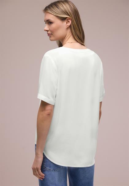 Kurzarm Bluse mit Turn-Up off white