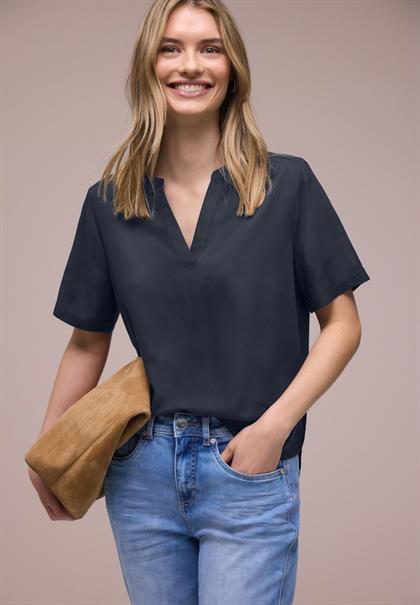 Kurzarm Bluse mit Turn-Up shadowed navy