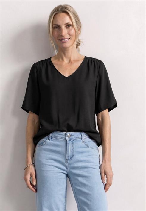 kurzarm-blusenshirt-mit-v-neck-black