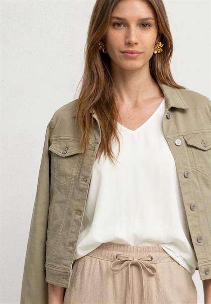 Kurzarm Blusenshirt mit V-Neck off white