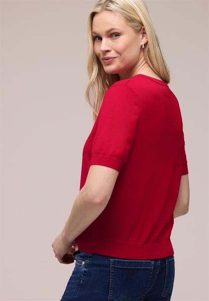 Kurzarm Cardigan mit Rundhals salsa red