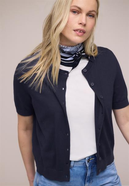 Kurzarm Cardigan mit Rundhals shadowed navy