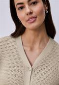 Kurzarm Cardigan mit V-Neck und Struktur clay sand