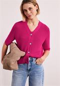 Kurzarm Cardigan mit V-Neck und Struktur magenta dream