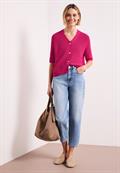 Kurzarm Cardigan mit V-Neck und Struktur magenta dream