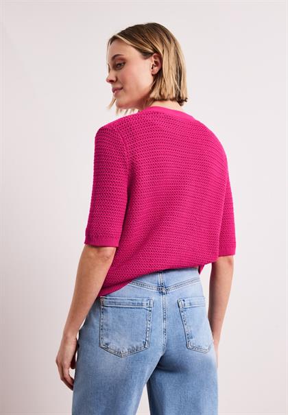 Kurzarm Cardigan mit V-Neck und Struktur magenta dream