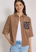 Kurzarm Hemdbluse aus Cord mit Brusttasche creamy mocha