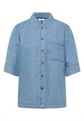 Kurzarm Hemdbluse im Denim-Look light blue wash