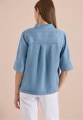 Kurzarm Hemdbluse im Denim-Look light blue wash