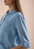 Kurzarm Hemdbluse im Denim-Look light blue wash