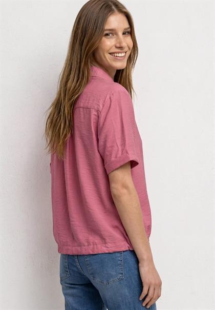 Kurzarm Hemdbluse in Unifarbe blush berry
