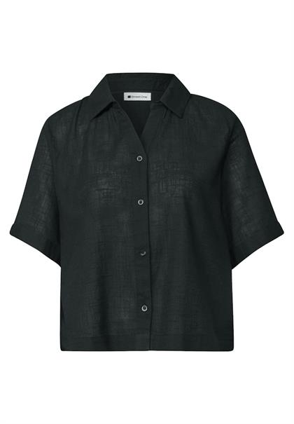 Kurzarm Hemdbluse in Unifarbe deep bound green