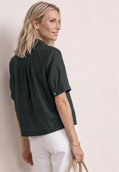 Kurzarm Hemdbluse in Unifarbe deep bound green