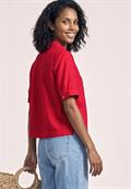 Kurzarm Hemdbluse in Unifarbe salsa red