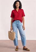 Kurzarm Hemdbluse in Unifarbe salsa red