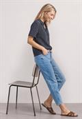 Kurzarm Hemdbluse mit Streifenmuster darkest blue