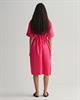 Kurzarm Hemdblusenkleid aus Leinen magenta pink
