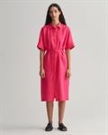Kurzarm Hemdblusenkleid aus Leinen magenta pink