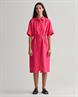 Kurzarm Hemdblusenkleid aus Leinen magenta pink