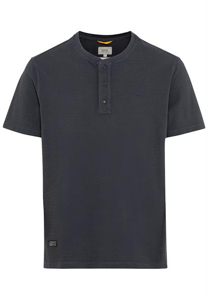 Kurzarm Henley aus reiner Baumwolle night blue