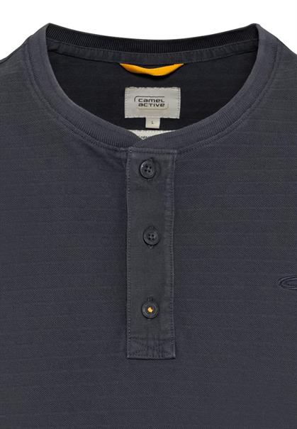 Kurzarm Henley aus reiner Baumwolle night blue