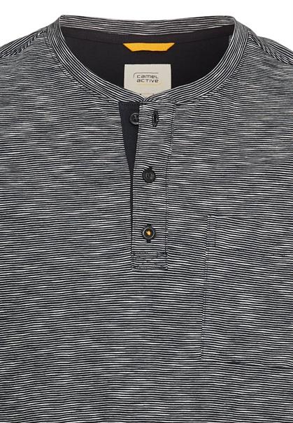 Kurzarm Henley aus reiner Baumwolle night blue