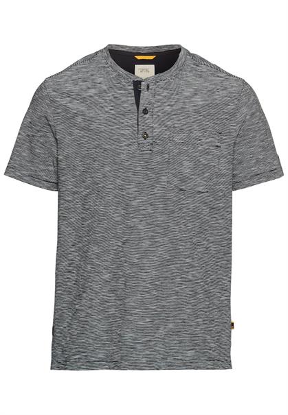 Kurzarm Henley aus reiner Baumwolle night blue