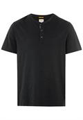 Kurzarm Henley-Shirt mit geripptem Kragen asphalt