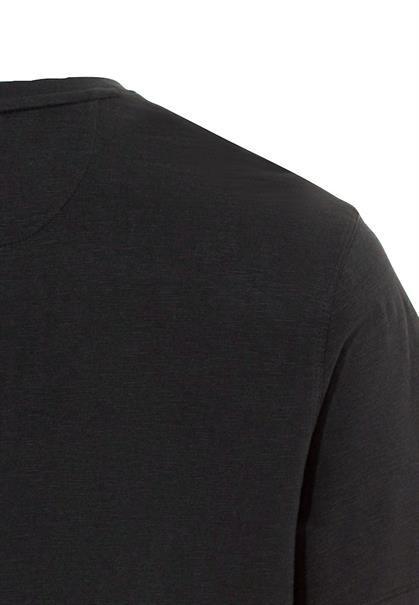Kurzarm Henley-Shirt mit geripptem Kragen asphalt