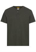 Kurzarm Henley-Shirt mit geripptem Kragen leaf green