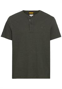 Kurzarm Henley-Shirt mit geripptem Kragen leaf green