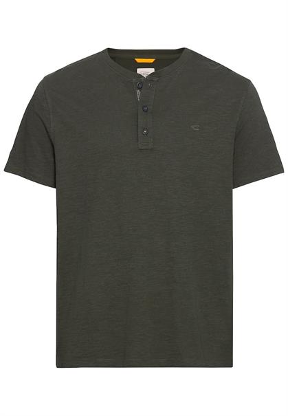 Kurzarm Henley-Shirt mit geripptem Kragen leaf green
