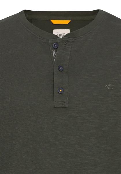 Kurzarm Henley-Shirt mit geripptem Kragen leaf green