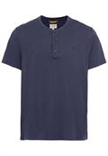 Kurzarm Henley-Shirt mit geripptem Kragen night blue