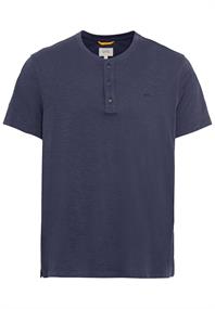 Kurzarm Henley-Shirt mit geripptem Kragen night blue