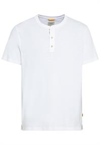 Kurzarm Henley-Shirt mit geripptem Kragen white