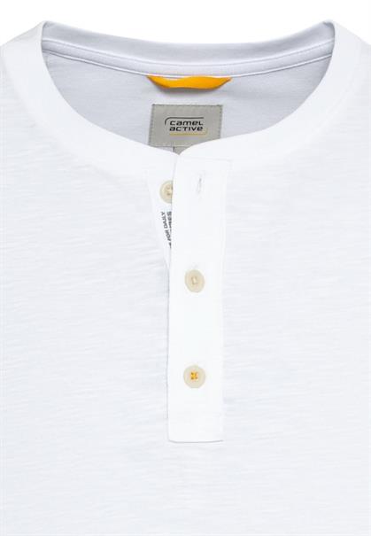Kurzarm Henley-Shirt mit geripptem Kragen white