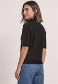 Kurzarm Jacquard Pullover mit Turtle Neck black