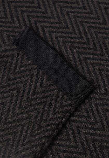 Kurzarm Jacquard Pullover mit Turtle Neck black