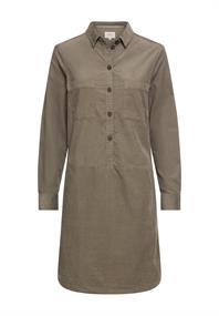 Kurzarm Kleid aus reiner Baumwolle mit Knopfleiste shadow khaki
