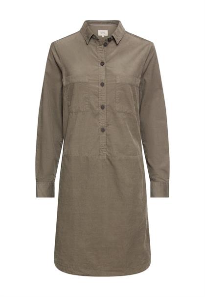 Kurzarm Kleid aus reiner Baumwolle mit Knopfleiste shadow khaki
