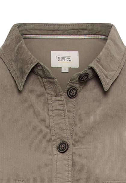 Kurzarm Kleid aus reiner Baumwolle mit Knopfleiste shadow khaki