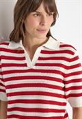 Kurzarm Poloshirt in Crochet-Qualität glazed apple red