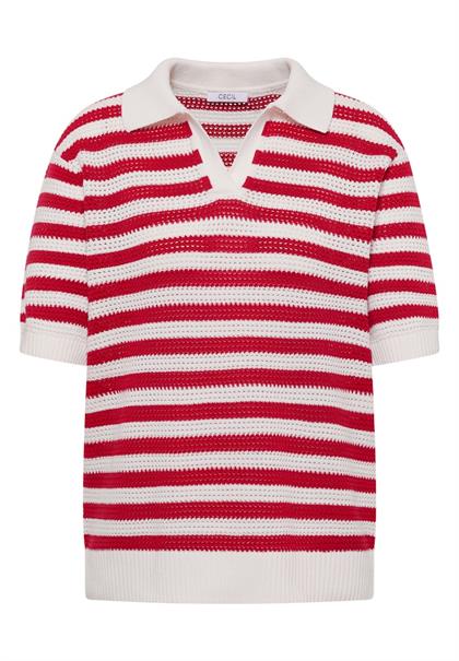 Kurzarm Poloshirt in Crochet-Qualität glazed apple red