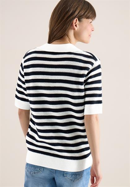 Kurzarm Poloshirt in Crochet-Qualität universal blue