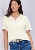 Kurzarm Poloshirt in Unifarbe off white
