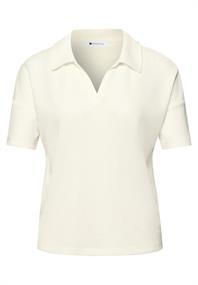 Kurzarm Poloshirt in Unifarbe off white
