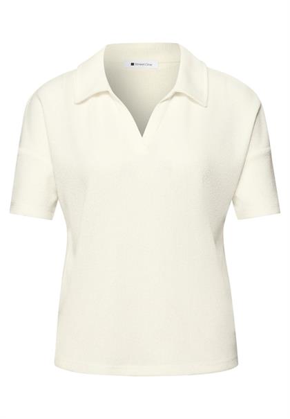 Kurzarm Poloshirt in Unifarbe off white
