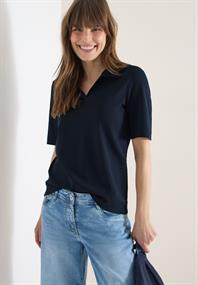 Kurzarm Poloshirt in Unifarbe universal blue