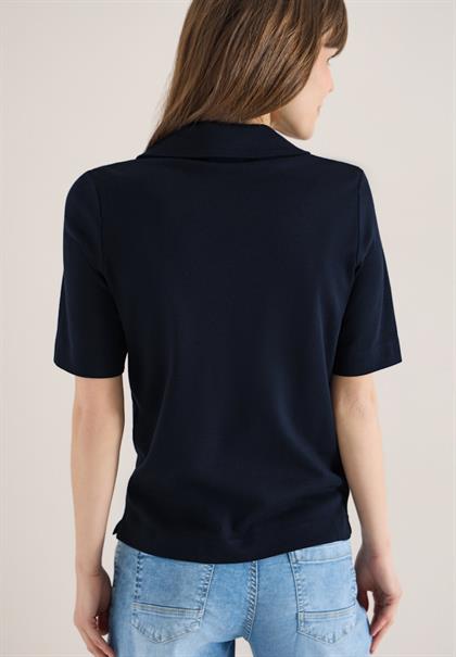Kurzarm Poloshirt in Unifarbe universal blue